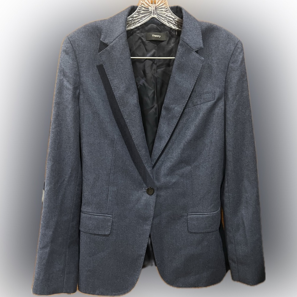 Theory Steel Gray Wool Blazer